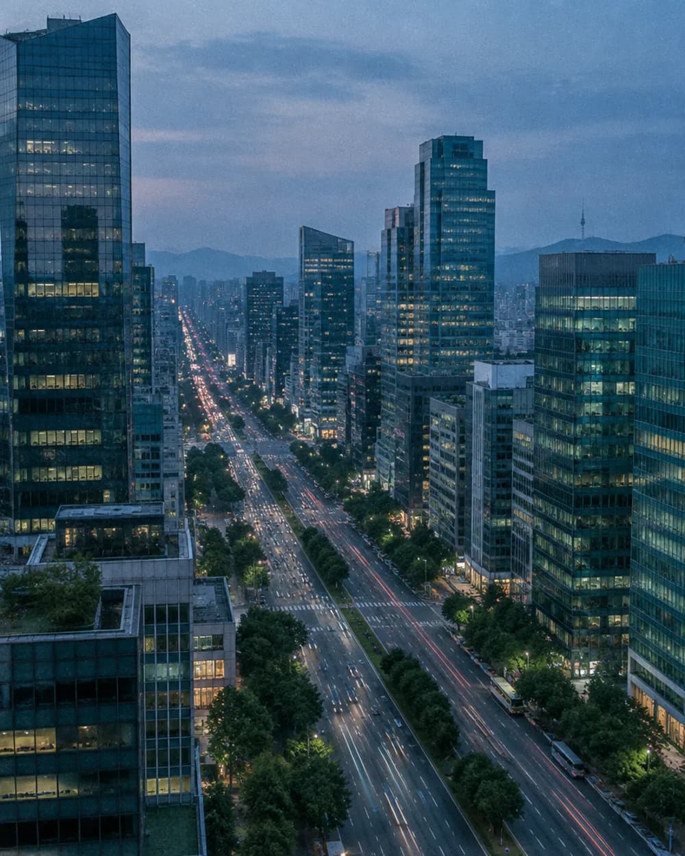 해 질 무렵 위에서 내려다본 강남대로